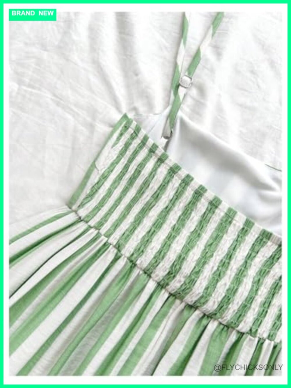Summer Striped Smocked Spaghetti Strap Ruffle Tiered Flowy Maxi Dress - Picture 4 of 5